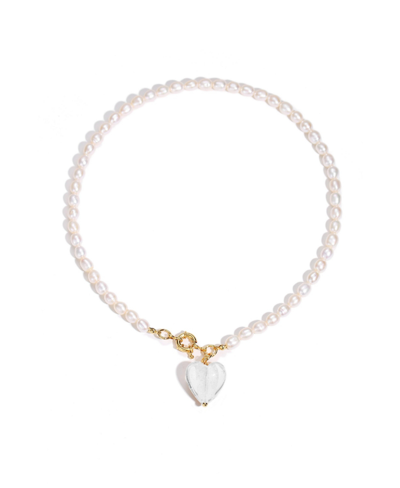 Classicharms Esmée White Clear Glaze Heart Pendant Pearl Necklace