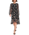 Tommy Hilfiger Petite Chiffon-sleeve Ruffle-hem Dress In Black Multi