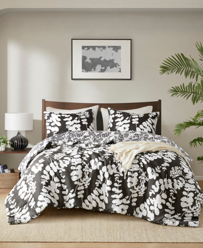 510 Design Closeout!  Aria Floral Print Reversible 2-pc. Comforter Set, Twin/twin Xl In Black