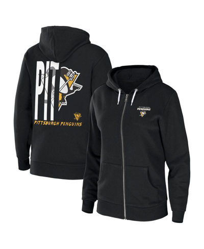 Wear By Erin Andrews Women's  Black Pittsburgh Penguins Sponge Fleece Full-zip Hoodie