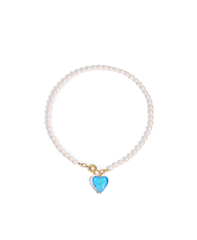 Classicharms Esmée Sky Blue Glaze Heart Pendant Pearl Necklace