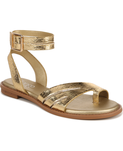 Franco Sarto Greene Ankle Strap Sandals In Gold Faux Leather