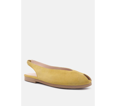 Rag & Co Gretchen Mustard Slingback Flat Sandals In Yellow