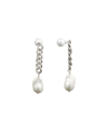 Classicharms Baroque Pearl Chain Drop Earrings In Silver