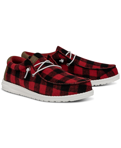 Hey Dude Men's Wally Casual Moccasin Sneakers From Finish Line In Red,black