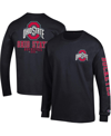 CHAMPION MEN'S CHAMPION BLACK OHIO STATE BUCKEYES TEAM STACK 3-HIT LONG SLEEVE T-SHIRT