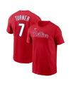 Nike Men's  Trea Turner Red Philadelphia Phillies 2023 Name And Number T-shirt In Red