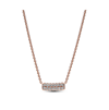 PANDORA TIMELESS 14K ROSE GOLD-PLATED PAVE CUBIC ZIRCONIA DOUBLE-ROW BAR COLLIER NECKLACE