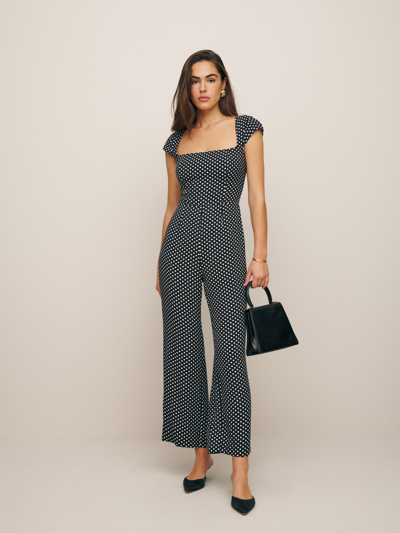 Reformation Cora Jumpsuit In Caviar Dot