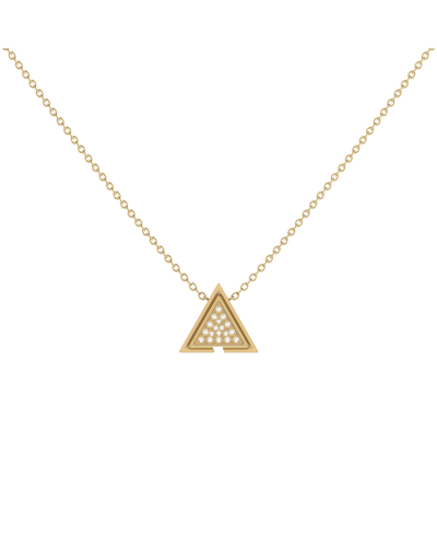 Luvmyjewelry Skyscraper Triangle Diamond Necklace In 14k Yellow Gold Vermeil On Sterling Silver