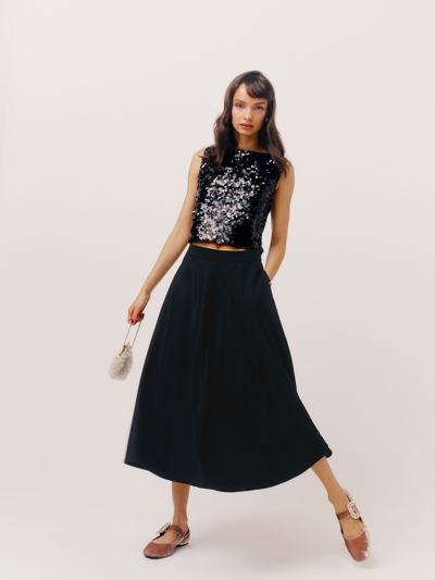 Reformation Maia Wool Skirt In Black
