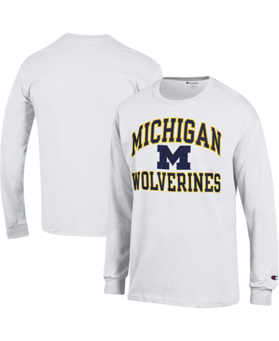 Champion White Michigan Wolverines High Motor Long Sleeve T-shirt