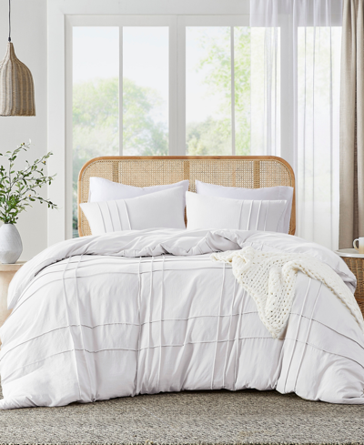 510 Design Porter Washed Pleated 3-pc. Duvet Cover Set, King In White