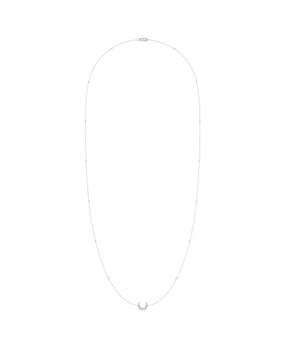 Luvmyjewelry Midnight Crescent Layered Diamond Necklace In Sterling Silver In Grey
