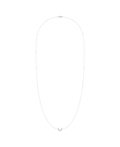 Luvmyjewelry Midnight Crescent Layered Diamond Necklace In Sterling Silver In White