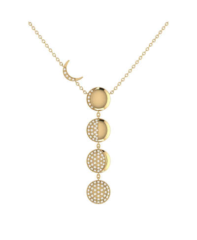 Luvmyjewelry Moon Transformation Diamond Necklace In 14k Yellow Gold Vermeil On Sterling Silver