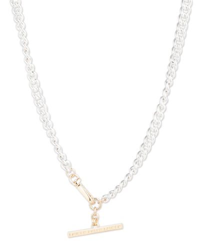 Lauren Ralph Lauren Two-tone Logo Bar Large Link 17" Collar Necklace In Gold,silver
