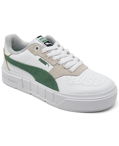 Puma Women's Cali Court Casual Sneakers From Finish Line In White,green,beige