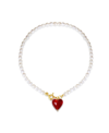 Classicharms Esmee Glaze Heart Pendant Baroque Pearl Necklace In Red