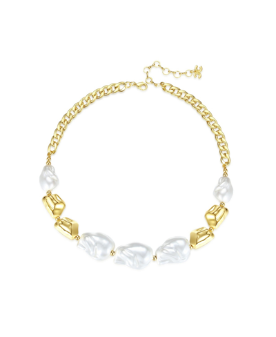 Classicharms Baroque Pearl Statement Necklace In Gold