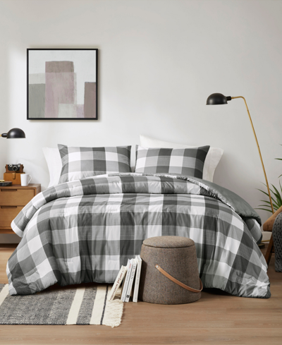 510 Design Closeout!  Jonah Plaid Check 2-pc. Comforter Set, Twin/twin Xl In Charcoal Gray