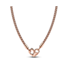 Pandora Moments 14k Gold-plated Studded Chain Necklace In Rose Gold