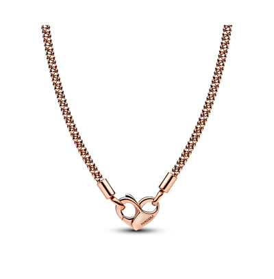 Pandora Moments 14k Gold-plated Studded Chain Necklace In Rose Gold