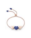 LUVMYJEWELRY LUV ME LOVE HEART LAPIS GEMSTONE ROSE GOLD PLATED SILVER BOLO ADJUSTABLE BRACELET