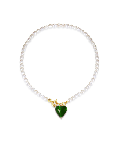 Classicharms Esmee Glaze Heart Pendant Baroque Pearl Necklace In Green