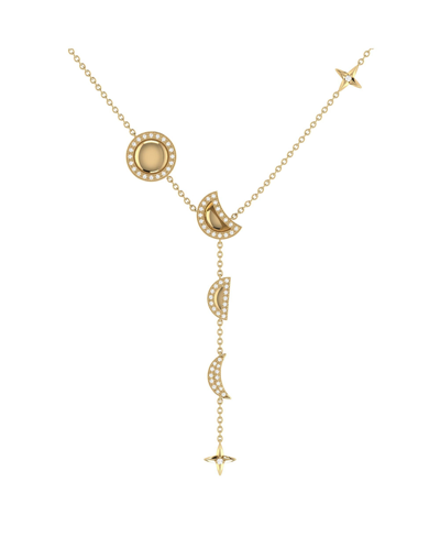 Luvmyjewelry Moon Stages Diamond Y Necklace In 14k Yellow Gold Vermeil On Sterling Silver