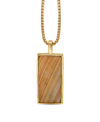 LUVMYJEWELRY WOOD JASPER GEMSTONE YELLOW GOLD PLATED STERLING SILVER MEN TAG WITH CHAIN