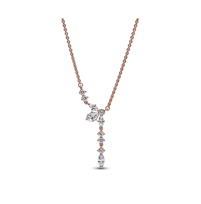 Pandora Timeless 14k Rose Gold-plated Sparkling Cubic Zirconia Herbarium Cluster Drop Collier Necklace