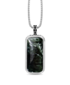 LUVMYJEWELRY SERAPHINITE GEMSTONE STERLING SILVER MEN TAG IN BLACK RHODIUM PLATED WITH CHAIN