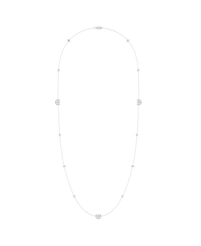 Luvmyjewelry North Star Crescent Layered Diamond Necklace In Sterling Silver In Grey