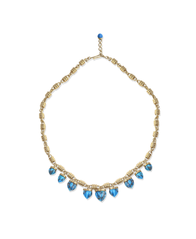 Luvmyjewelry Sunshine Twist Turquoise Studded Necklace In 14k Yellow Gold Plated Sterling Silver