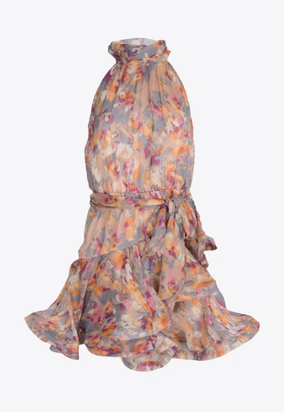 Elliatt Aristocratic Ruffled Mini Dress In Multicolor