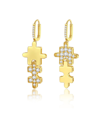 Classicharms Gold Jigsaw Puzzle Drop Earrings