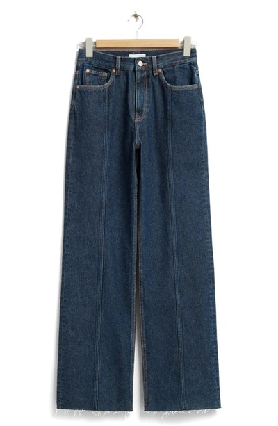 & Other Stories Raw Hem Straight Leg Jeans In Blueish Grey