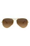 Ray Ban 55mm Polarized Pilot Sunglasses In Matte Brown
