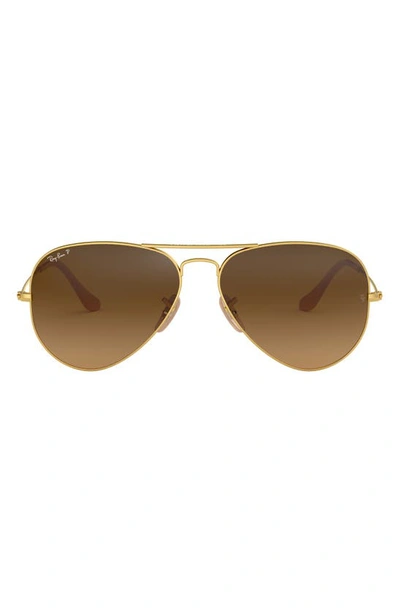 Ray Ban Ray-ban 55mm Polarized Pilot Sunglasses In Matte Arista