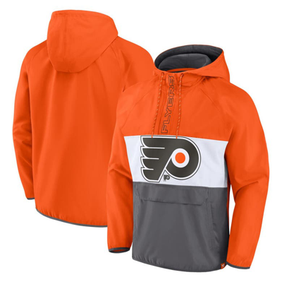 Fanatics Branded Orange Philadelphia Flyers Flagrant Foul Anorak Raglan Half-zip Hoodie Jacket