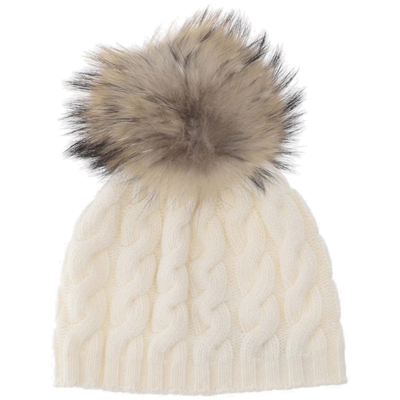 Il Gufo Pompom Embellished Knitted Beanie In White