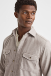 Reiss Wheat Melange Button-through Twin Pocket Overshirt