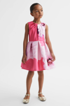 Reiss Pink 4-9 Yrs Scuba Floral Print Dress In Pink