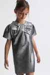 Reiss Kids' Franny - Silver Senior Metallic Bow Dress, Uk 13-14 Yrs