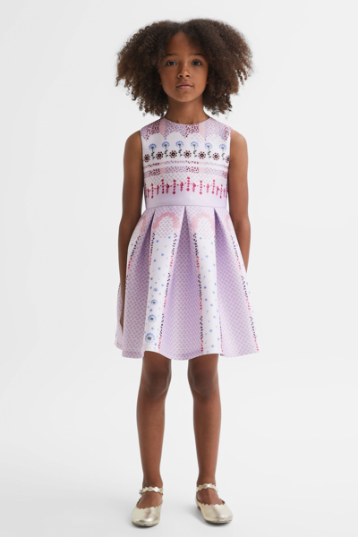 Reiss Kids' Lana - Lilac Junior Scuba Floral Print Dress, Age 5-6 Years