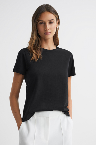 Reiss Bailey - Black Cotton V-neck T-shirt, M