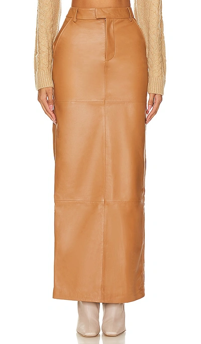 Camila Coelho Anabella Leather Maxi Skirt In Brown