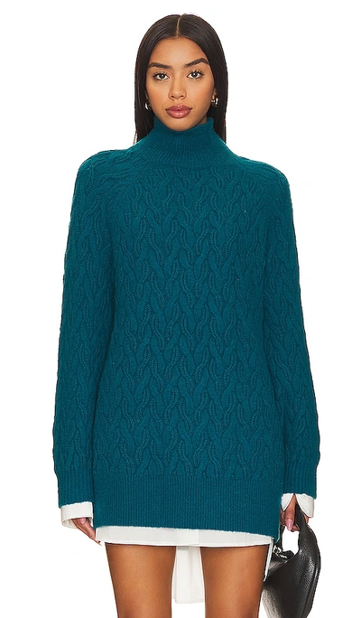 525 Natasha Cable Oversized Pullover Sweater In Teal
