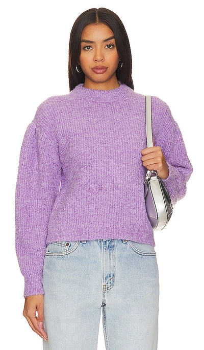 525 Fass Boucle Puff Sleeve Pullover Sweater In Purple